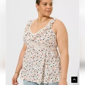 Torrid Challis Ruffle V-Neck Sleeveless Top